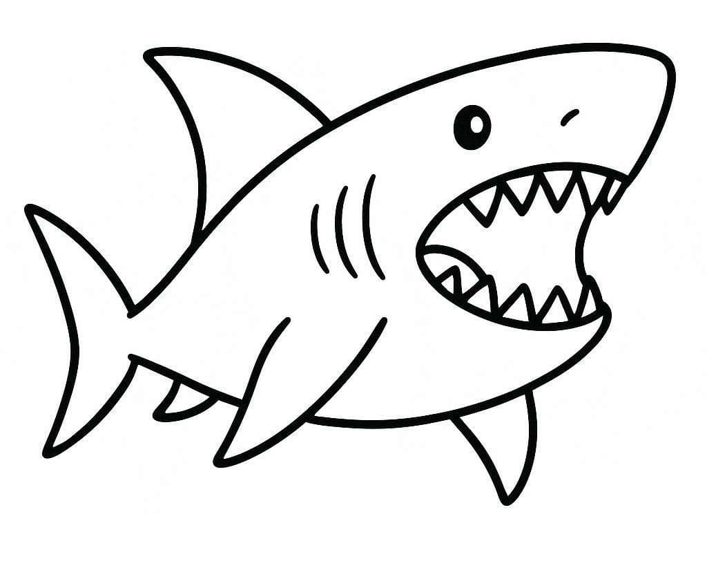 Fise de colorat cu Desenează Megalodon pentru copii