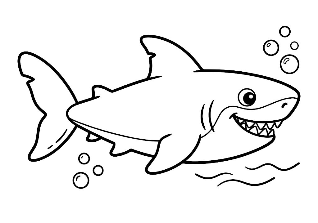 Fise de colorat cu Desenează Megalodon uşor