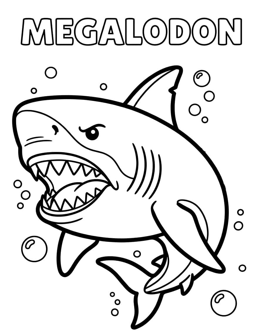 Fise de colorat cu Desenează Megalodon