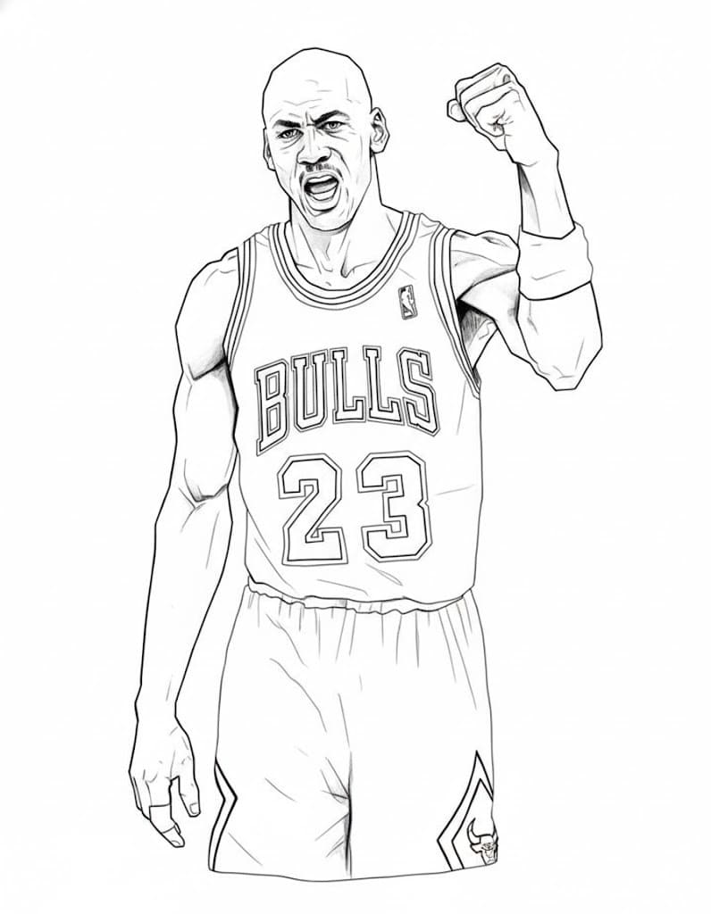 Fise de colorat cu Desenează Michael Jordan gratuit pentru copii