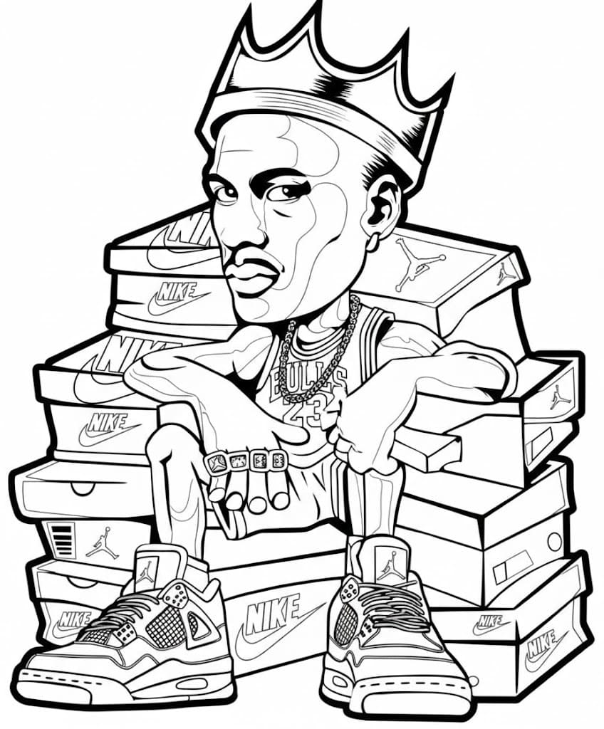 Fise de colorat cu Desenează Michael Jordan gratuit uşor