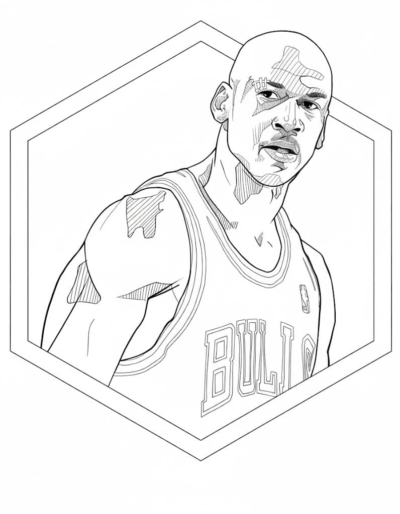 Fise de colorat cu Desenează Michael Jordan imprimabil gratuit simplu