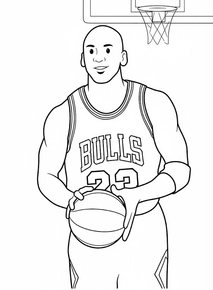 Fise de colorat cu Desenează Michael Jordan imprimabil gratuit