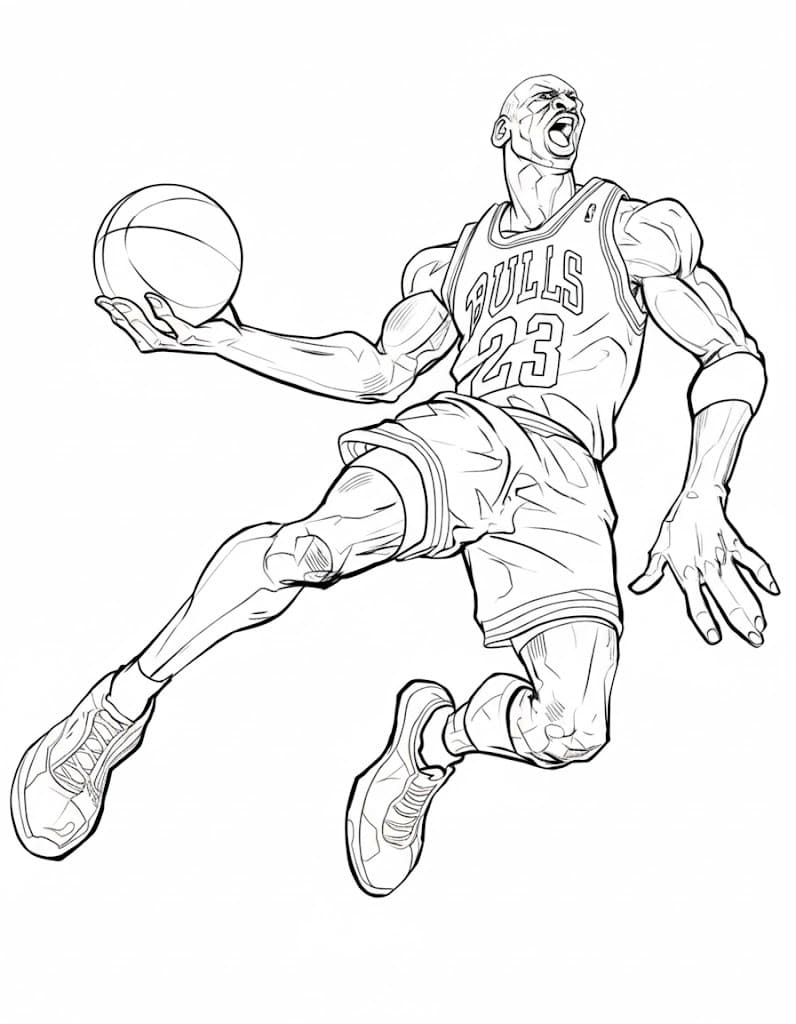 Fise de colorat cu Desenează Michael Jordan imprimabil