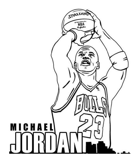 Fise de colorat cu Desenează Michael Jordan simplu la copii