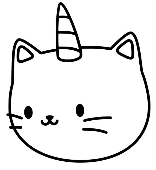 Fise de colorat cu Desenează Pisică Unicorn bazic