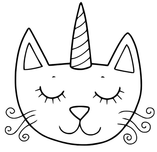 Fise de colorat cu Desenează Pisică Unicorn imprimabil pentru copii