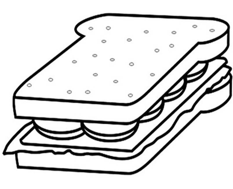 Fise de colorat cu Desenează Sandwich bazic la copii