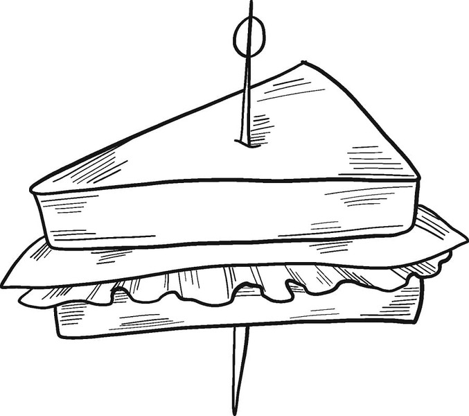 Fise de colorat cu Desenează Sandwich bazic