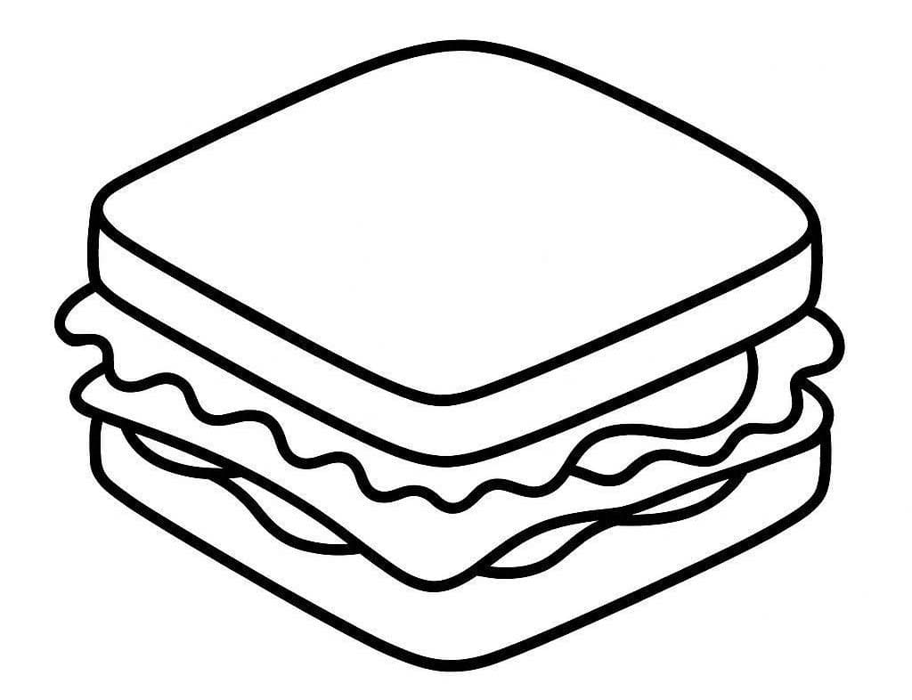 Fise de colorat cu Desenează Sandwich gratuit bazic