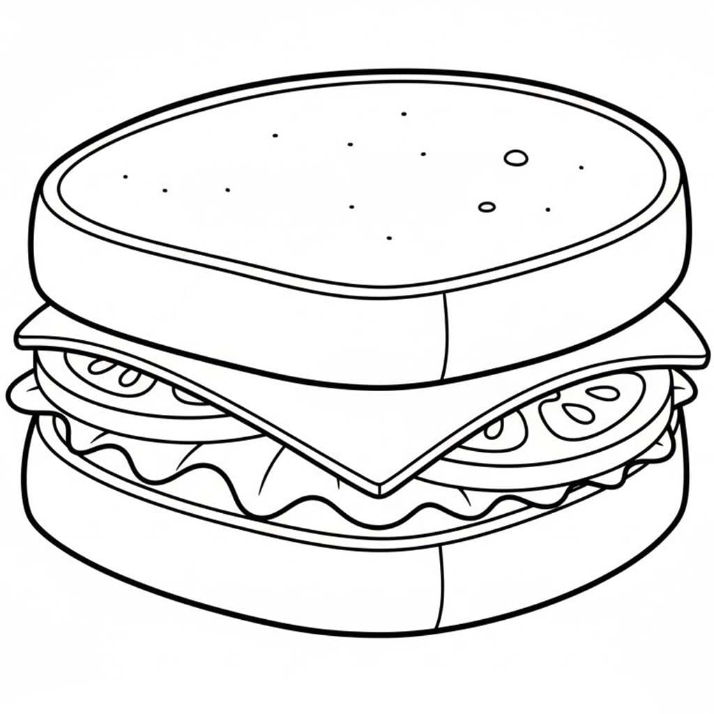 Fise de colorat cu Desenează Sandwich gratuit uşor
