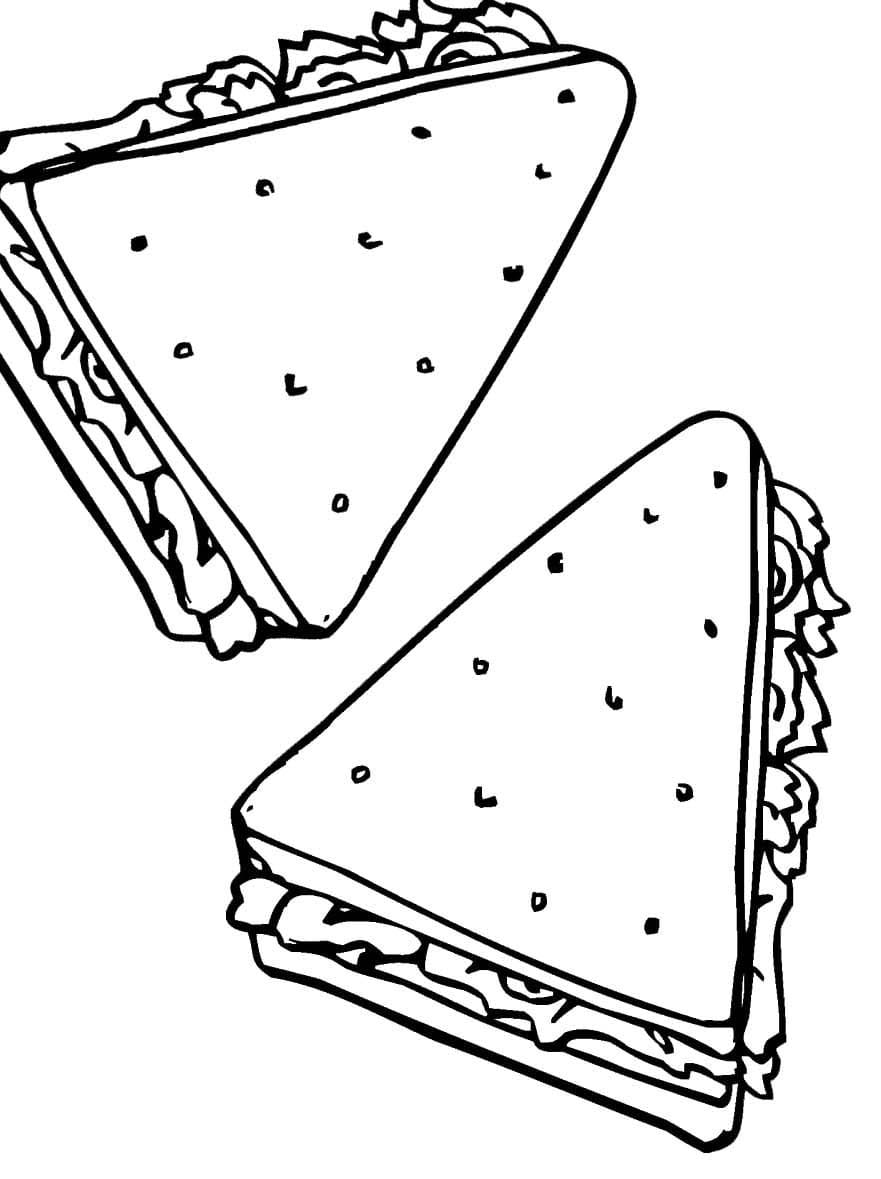 Fise de colorat cu Desenează Sandwich imprimabil gratuit simplu