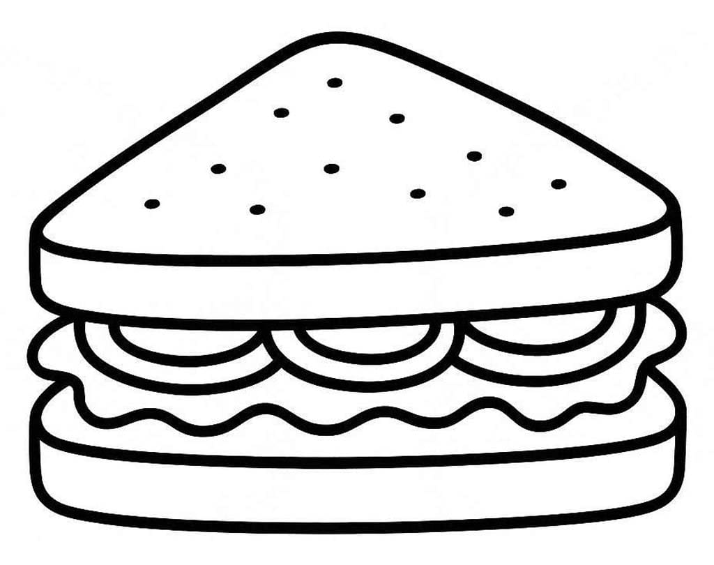 Fise de colorat cu Desenează Sandwich imprimabil gratuit uşor