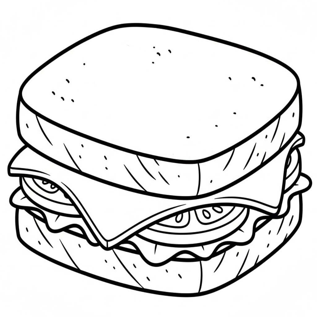 Fise de colorat cu Desenează Sandwich imprimabil gratuit
