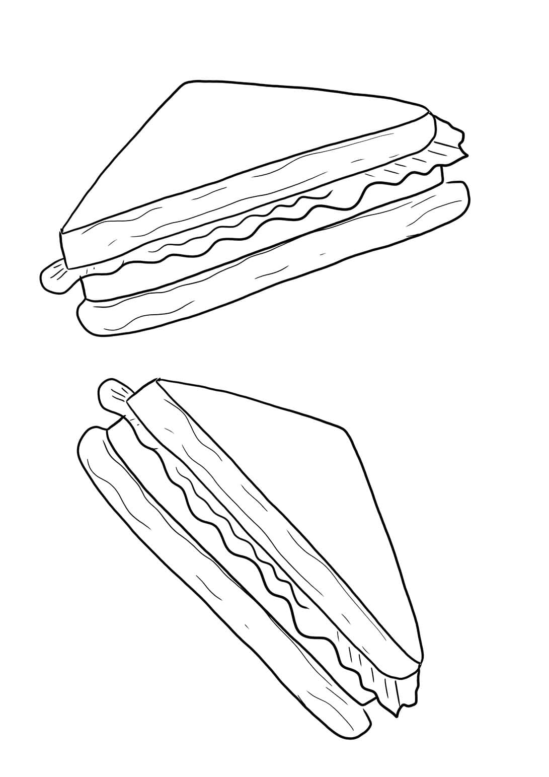 Fise de colorat cu Desenează Sandwich imprimabil pentru copii