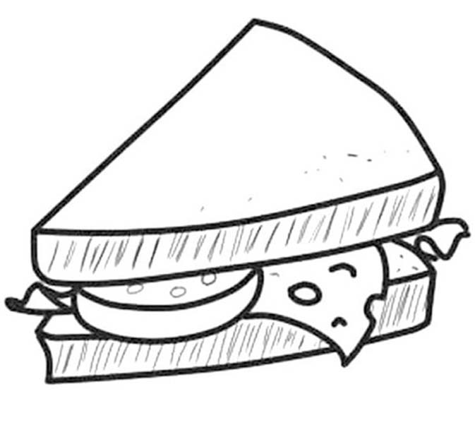Fise de colorat cu Desenează Sandwich imprimabil uşor