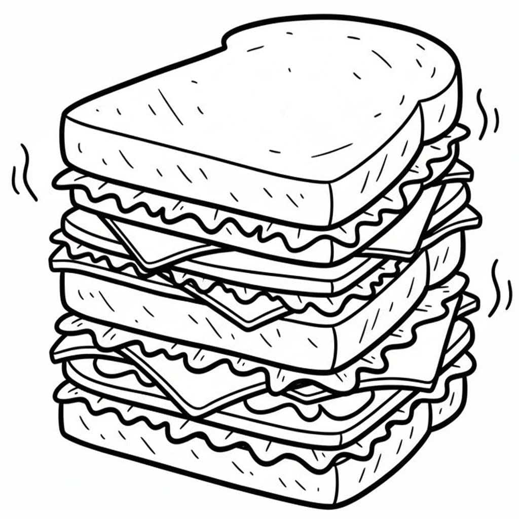 Fise de colorat cu Desenează Sandwich la copii