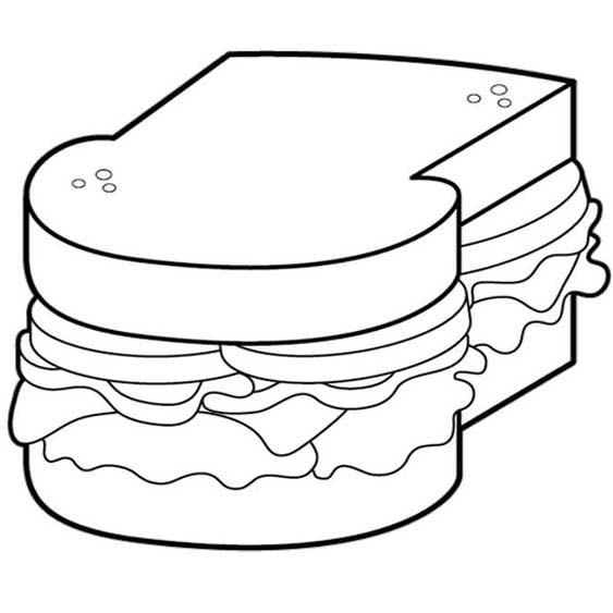 Fise de colorat cu Desenează Sandwich pentru copii