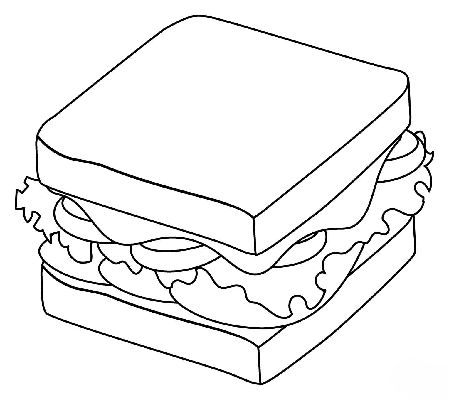 Fise de colorat cu Desenează Sandwich uşor la copii
