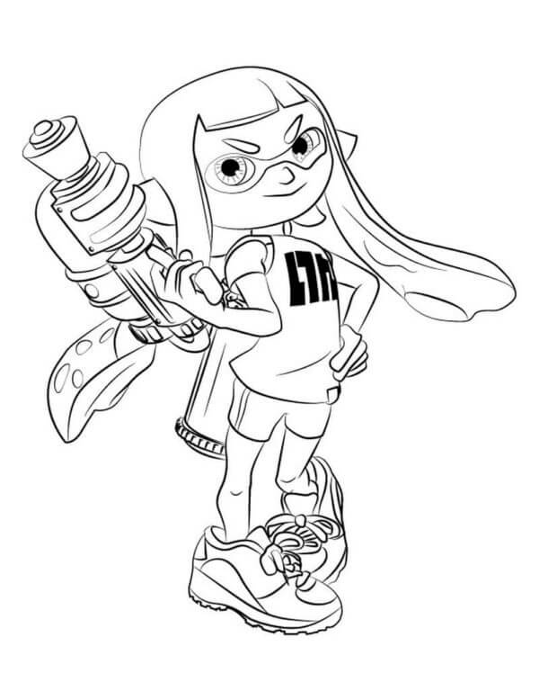 Fise de colorat cu Desenează Splatoon imprimabil simplu