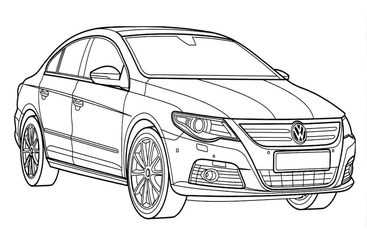 Fise de colorat cu Desenează Volkswagen simplu la copii