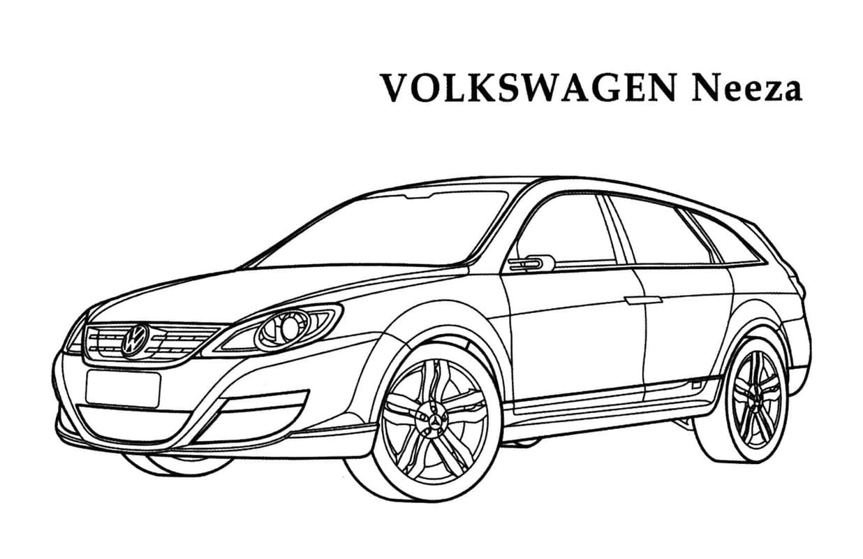 Fise de colorat cu Desenează Volkswagen uşor la copii