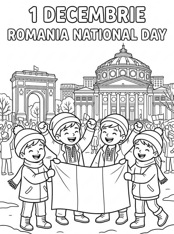 Fise de colorat cu Desenează Ziua Națională bazic