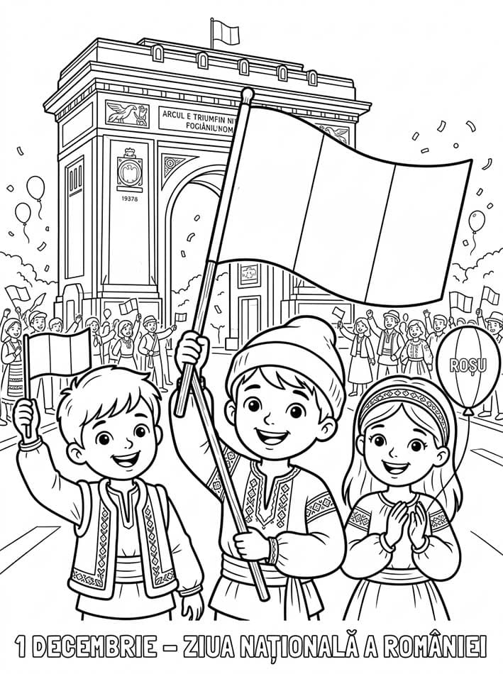 Fise de colorat cu Desenează Ziua Națională gratuit pentru copii