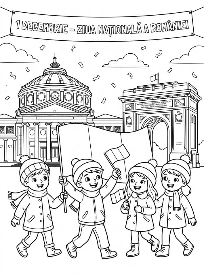 Fise de colorat cu Desenează Ziua Națională gratuit