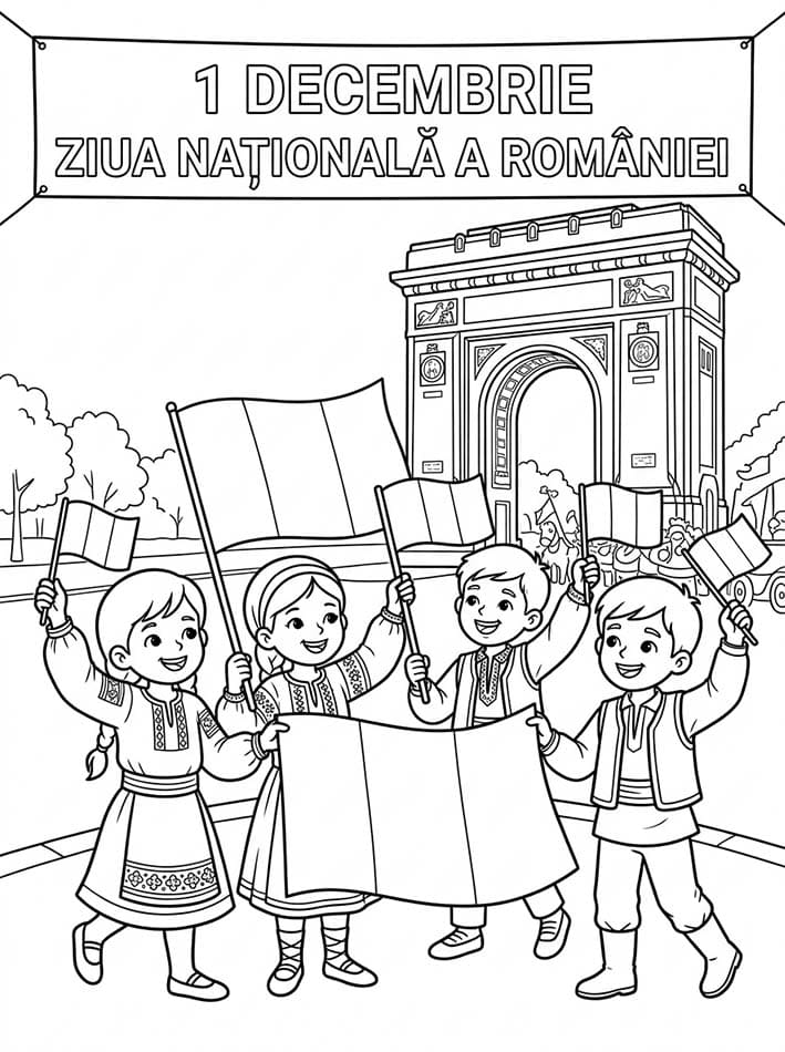 Fise de colorat cu Desenează Ziua Națională