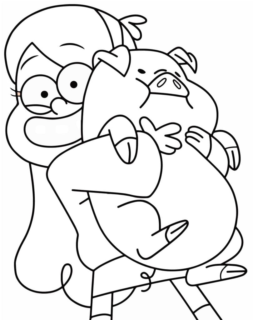Fise de colorat cu Gravity Falls simplu la copii