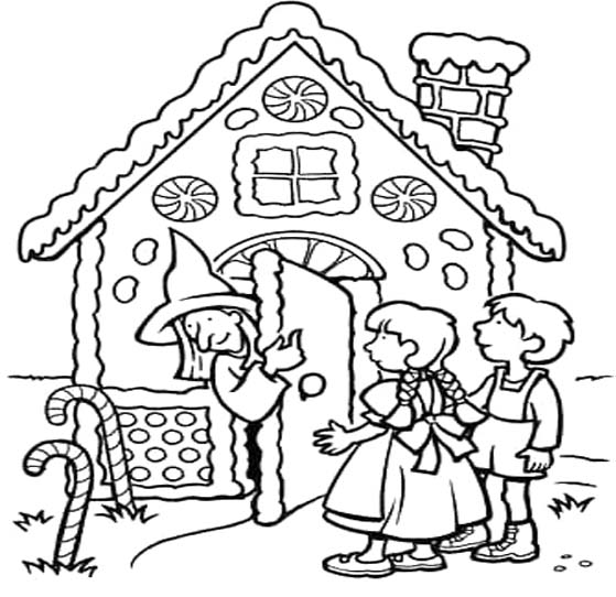 Planse de colorat cu Hansel si Gretel