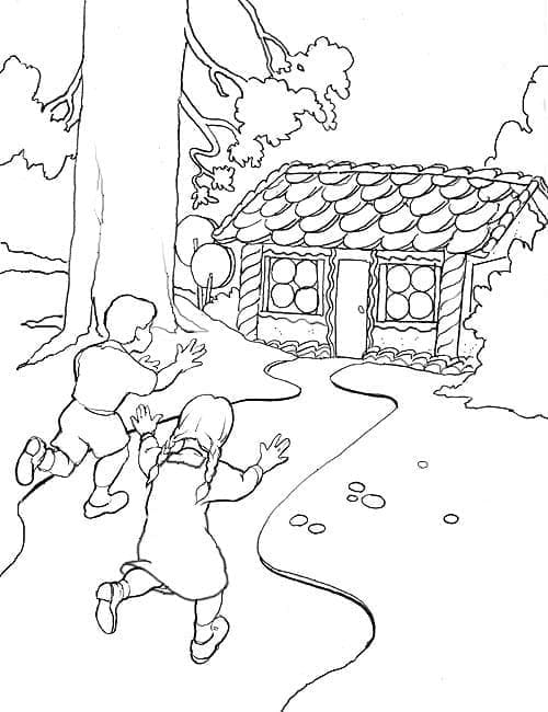 Fise de colorat cu Hansel si Gretel imprimabil gratuit bazic