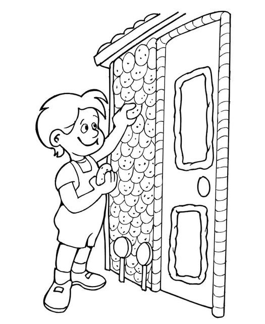 Fise de colorat cu Hansel si Gretel imprimabil uşor