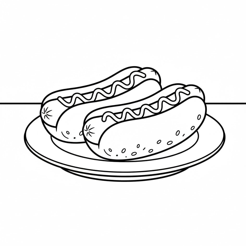 Fise de colorat cu Hot Dog gratuit bazic