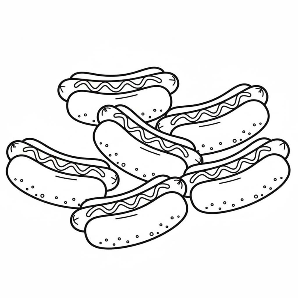 Fise de colorat cu Hot Dog imprimabil gratuit bazic