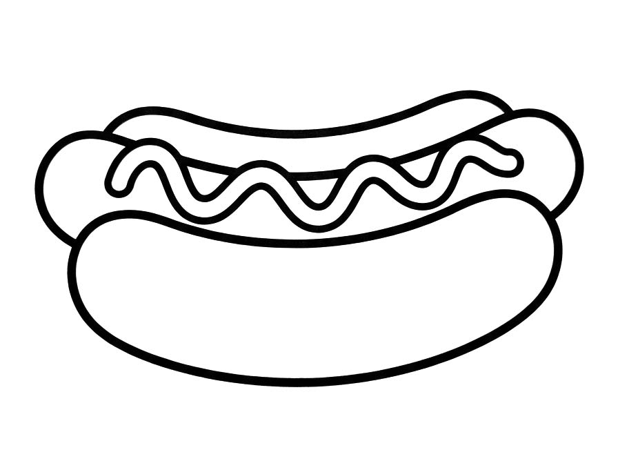 Fise de colorat cu Hot Dog imprimabil gratuit simplu