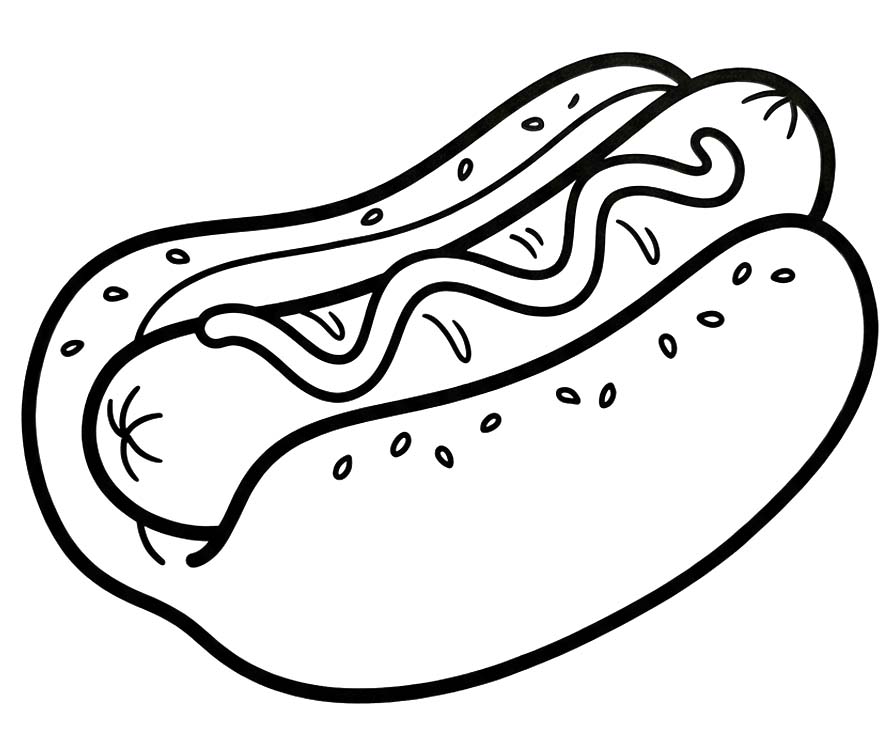 Fise de colorat cu Hot Dog imprimabil simplu