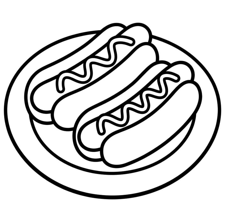 Fise de colorat cu Hot Dog uşor la copii