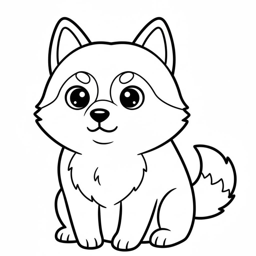 Fise de colorat cu Husky gratuit pentru copii