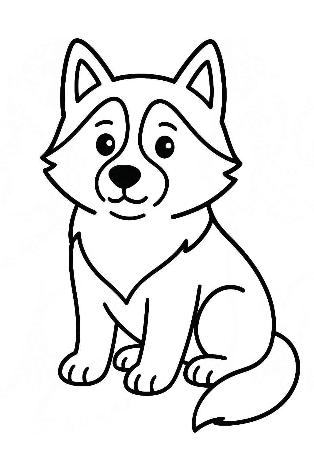 Fise de colorat cu Husky gratuit simplu