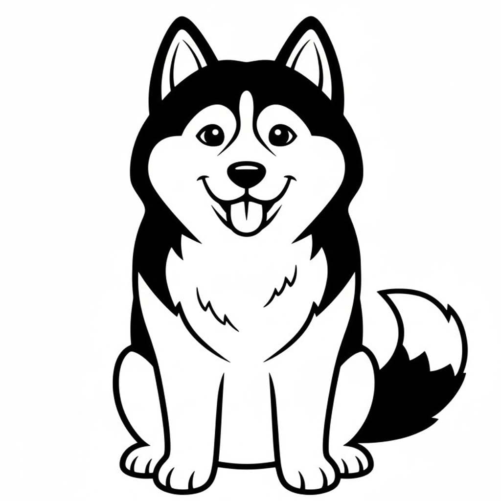 Fise de colorat cu Husky gratuit