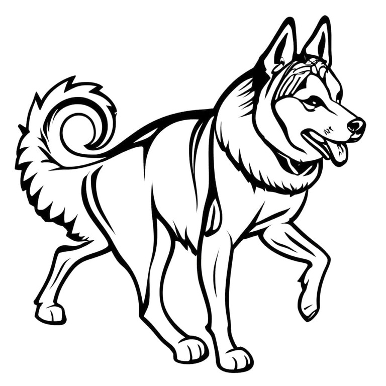 Fise de colorat cu Husky imprimabil gratuit pentru copii
