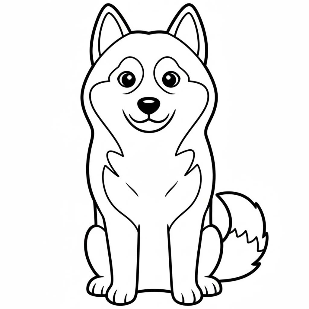 Fise de colorat cu Husky imprimabil gratuit uşor