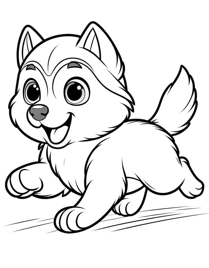 Fise de colorat cu Husky imprimabil gratuit