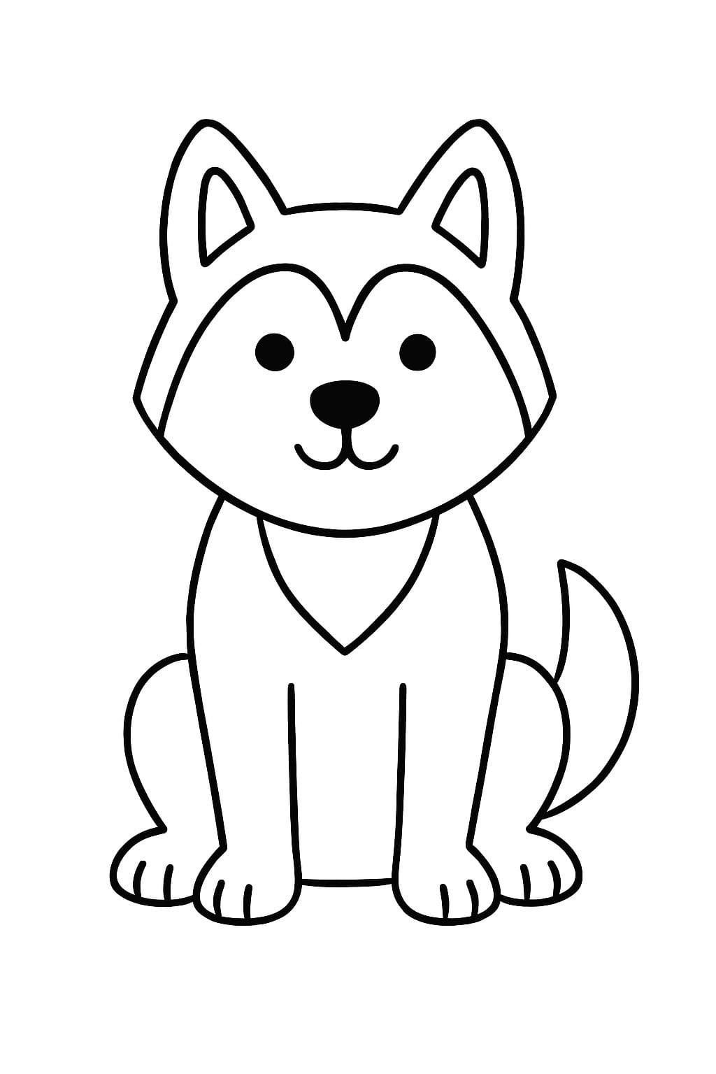 Fise de colorat cu Husky imprimabil pentru copii