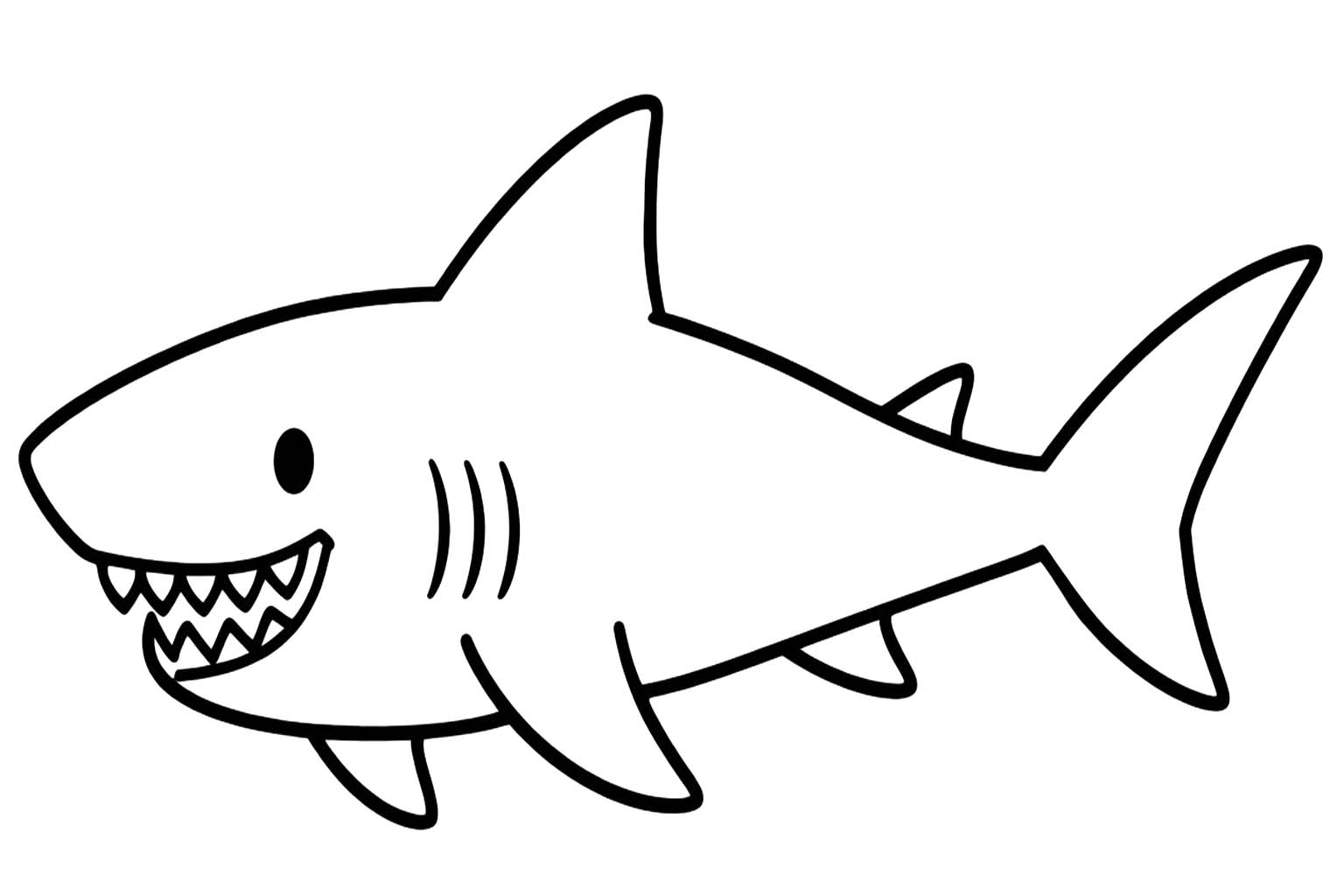 Fise de colorat cu Megalodon bazic la copii