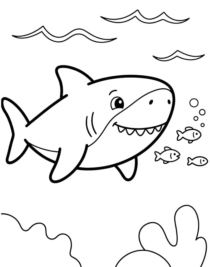 Fise de colorat cu Megalodon imprimabil bazic