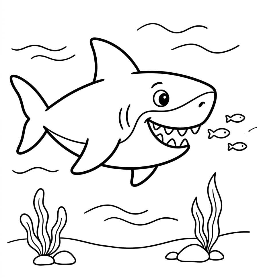 Fise de colorat cu Megalodon imprimabil gratuit uşor