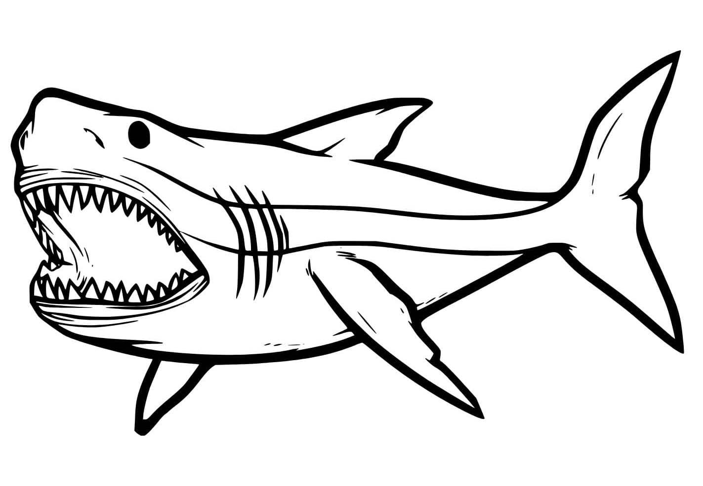 Fise de colorat cu Megalodon imprimabil gratuit
